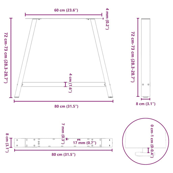 Picioare măsuță cafea în formă A 2 buc alb 90x(72-73) cm oțel - WALTI WALTI