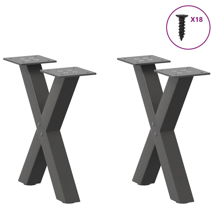 Picioare pentru măsuță de cafea în formă de X, 2 buc., antracit, 30x(30-31) cm, oțel WALTI