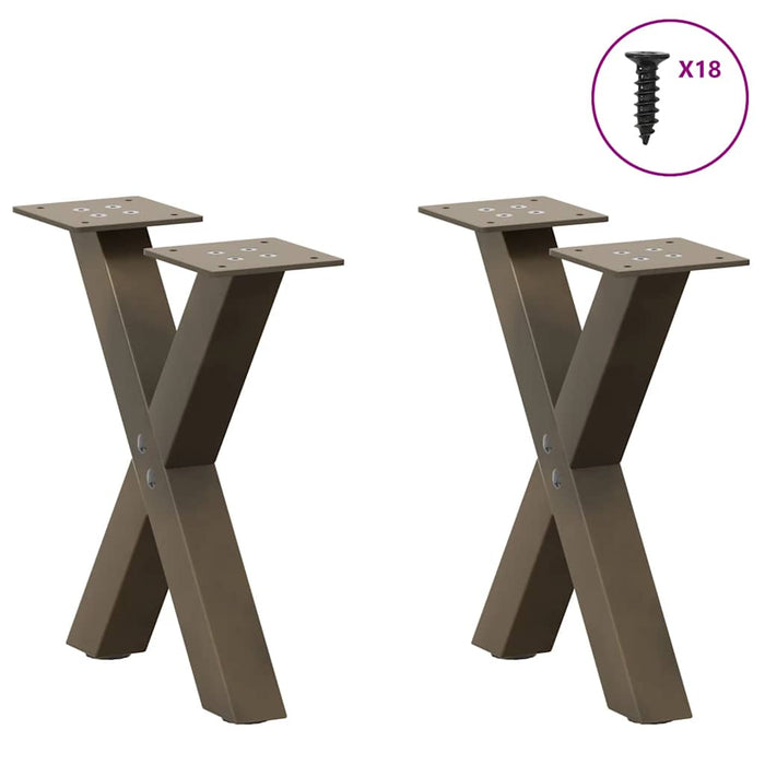 Picioare pentru măsuță de cafea în formă de X, 2 buc., oțel natural, 30x(30-31) cm WALTI