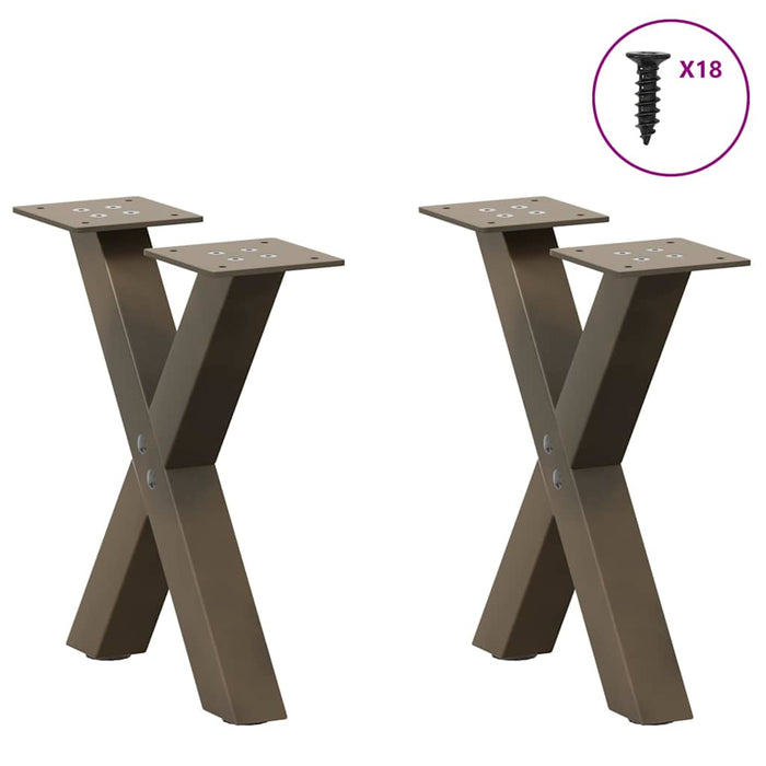 Picioare pentru măsuță de cafea în formă de X, 2 buc., oțel natural, 37x(30-31) cm WALTI