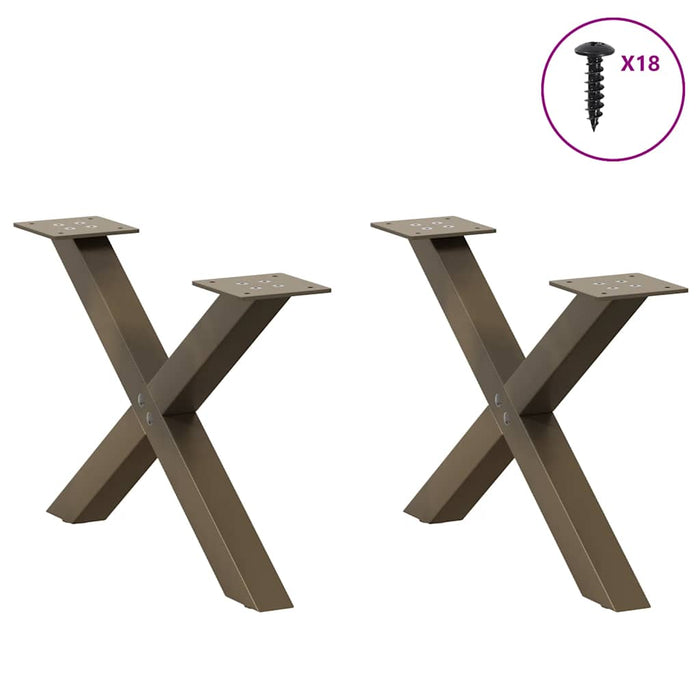 Picioare pentru măsuță de cafea în formă de X, 2 buc., oțel natural, 50x(30-31) cm WALTI