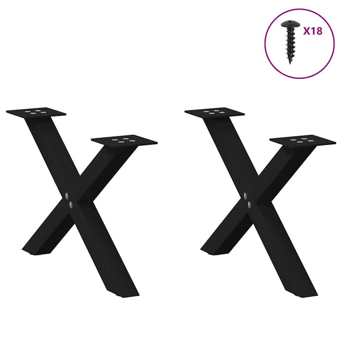 Picioare pentru măsuță de cafea în formă de X, 2 buc., negru, 60x(30-31) cm, oțel WALTI