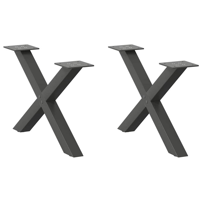 Picioare pentru măsuță de cafea în formă de X, 2 buc., antracit, 60x(30-31) cm, oțel WALTI