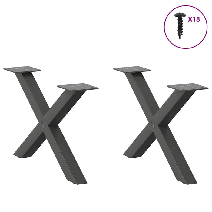 Picioare pentru măsuță de cafea în formă de X, 2 buc., antracit, 60x(30-31) cm, oțel WALTI