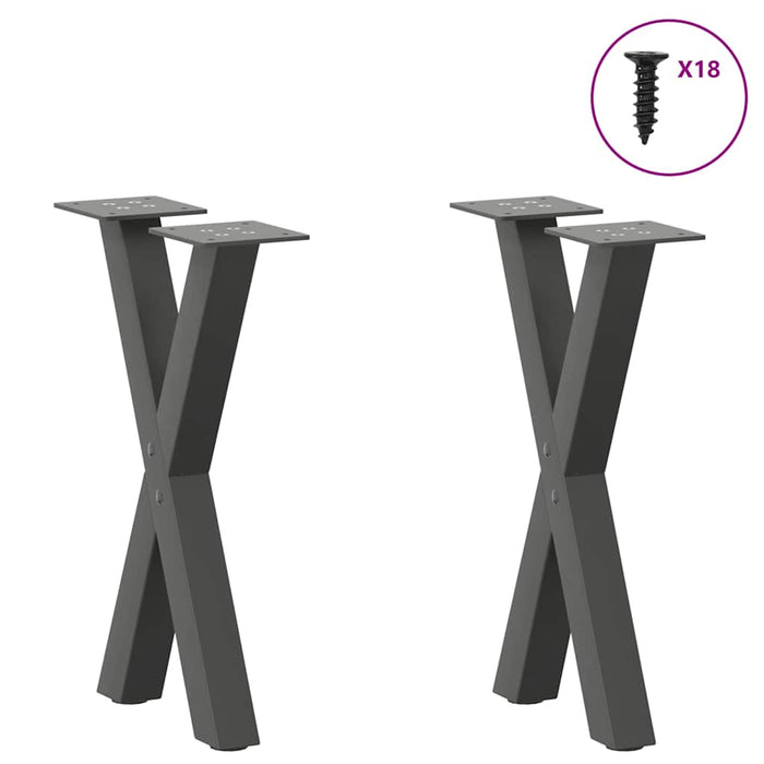 Picioare pentru măsuță de cafea în formă de X, 2 buc., antracit, 28x(42-43) cm, oțel WALTI