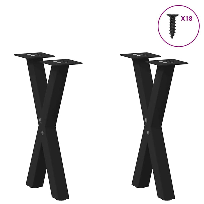 Picioare pentru măsuță de cafea în formă de X, 2 buc., negru, 38x(42-43) cm, oțel WALTI