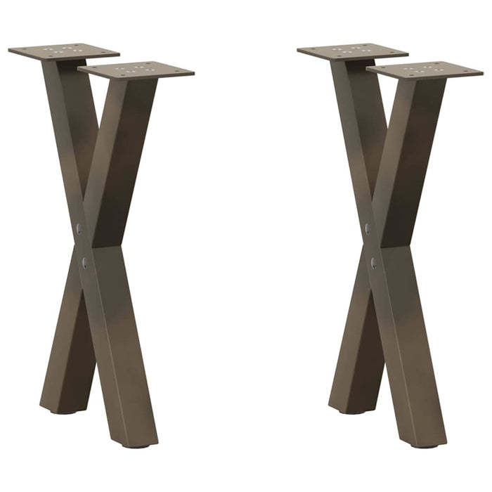 Picioare pentru masă de cafea în formă de X, 2 buc., oțel natural, 38x(42-43) cm - WALTI WALTI