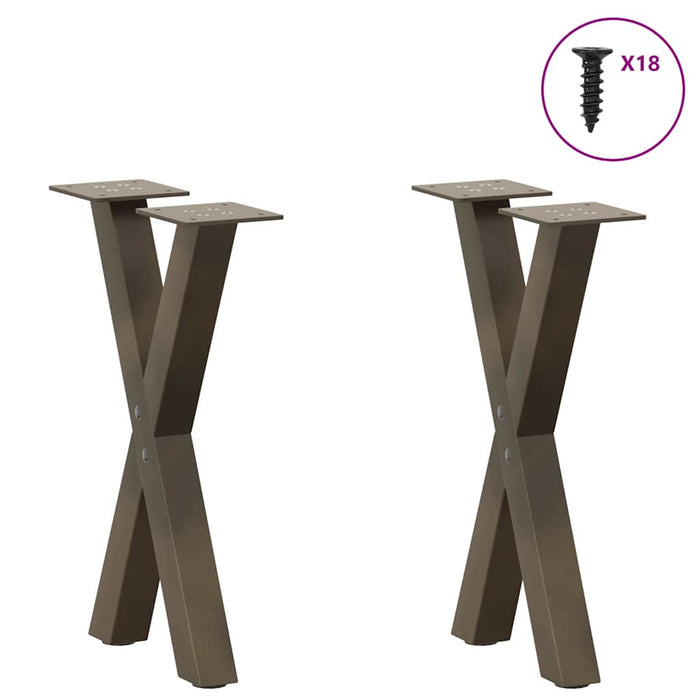 Picioare pentru masă de cafea în formă de X, 2 buc., oțel natural, 38x(42-43) cm - WALTI WALTI