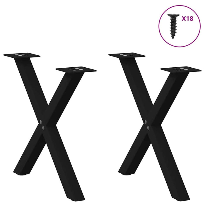 Picioare pentru măsuță de cafea în formă de X, 2 buc., negru, 50x(42-43) cm, oțel WALTI