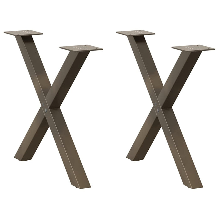 Picioare pentru masă de cafea în formă de X, 2 buc., oțel natural, 50x(42-43) cm WALTI