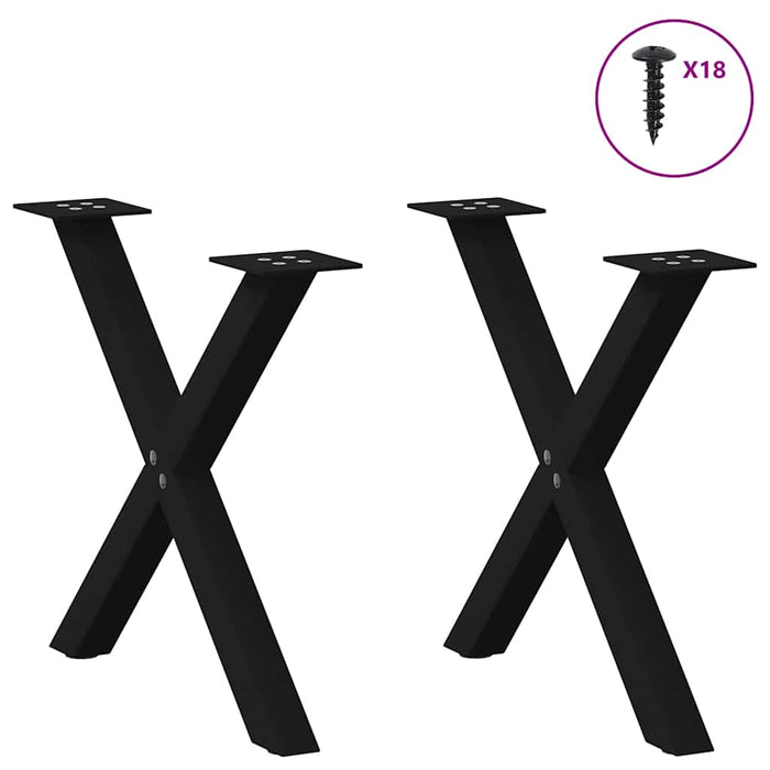 Picioare pentru măsuță de cafea în formă de X, 2 buc., negru, 60x(42-43) cm, oțel WALTI