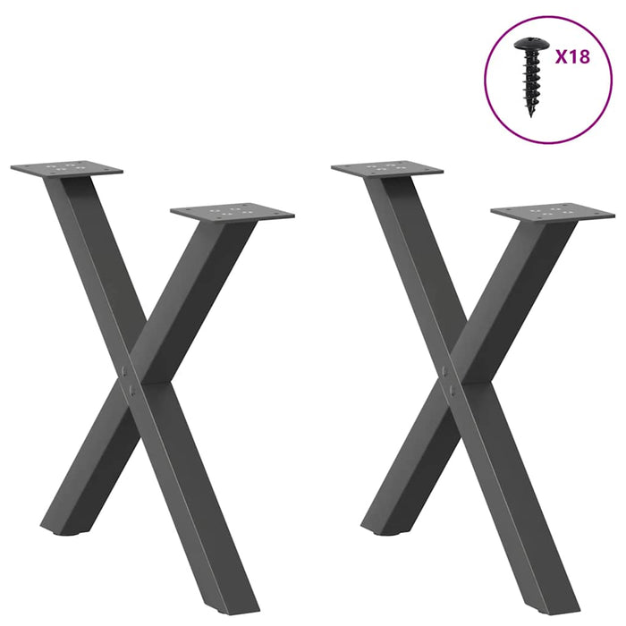 Picioare pentru măsuță de cafea în formă de X, 2 buc., antracit, 60x(42-43) cm, oțel WALTI