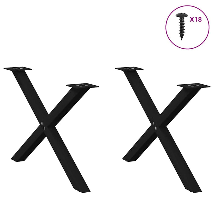Picioare pentru măsuță de cafea în formă de X, 2 buc., negru, 70x(42-43) cm, oțel WALTI