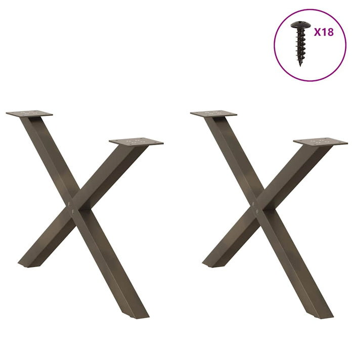 Picioare pentru masă de cafea în formă de X, 2 buc., oțel natural, 70x(42-43) cm WALTI
