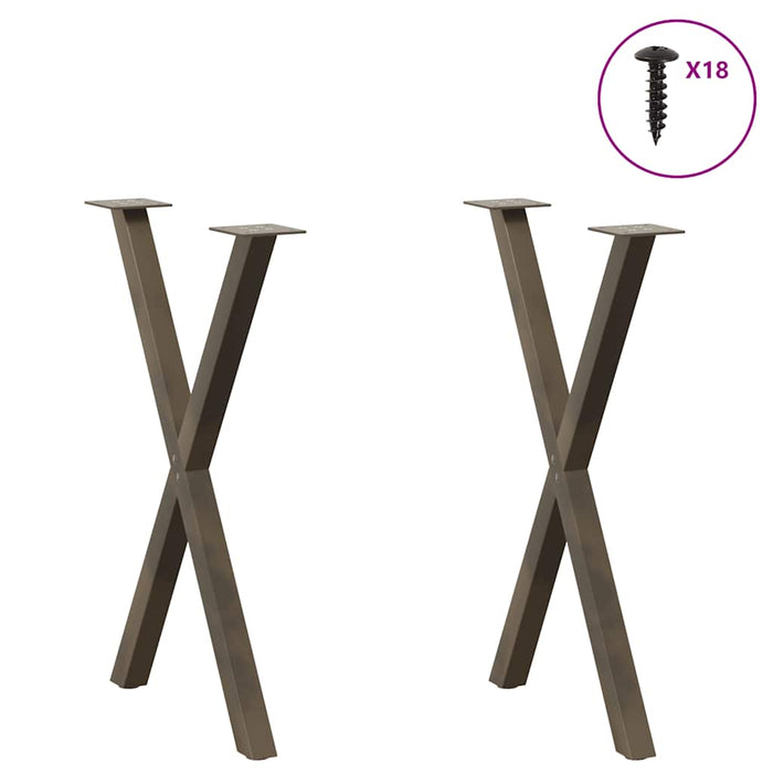 Picioare de masă în formă de X, 2 buc., oțel natural, 50x(72-73) cm WALTI