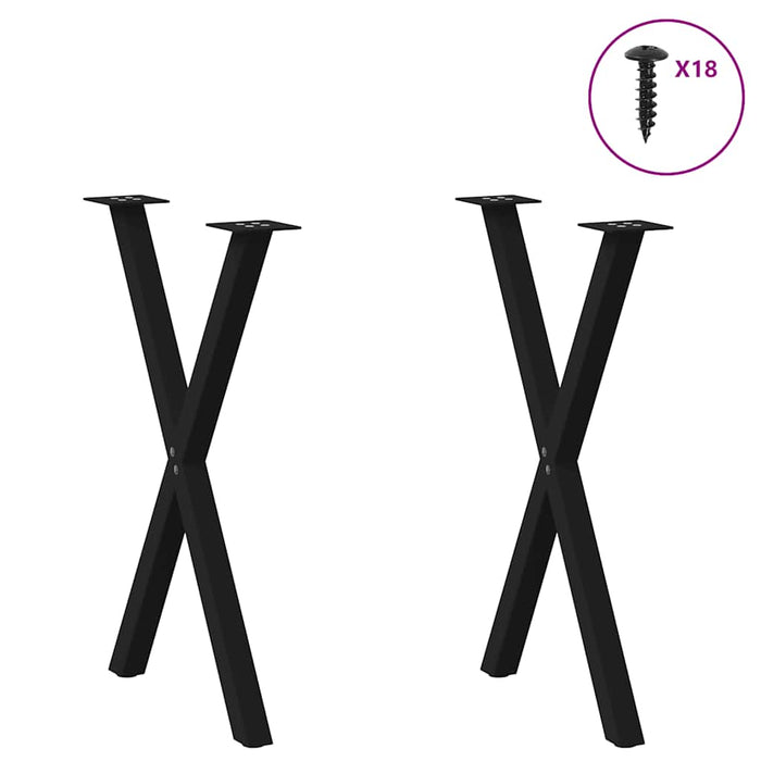 Picioare de masă în formă de X, 2 buc., negru, 57x(72-73) cm, oțel WALTI