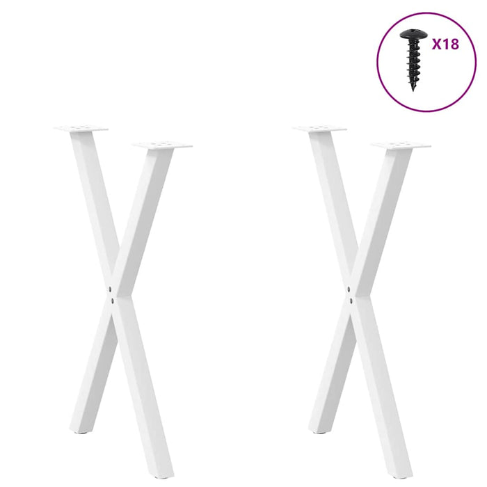 Picioare de masă în formă de X, 2 buc., alb, 57x(72-73) cm, oțel - WALTI WALTI