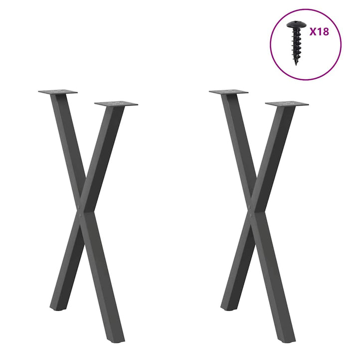 Picioare de masă în formă de X, 2 buc., antracit, 57x(72-73) cm, oțel WALTI