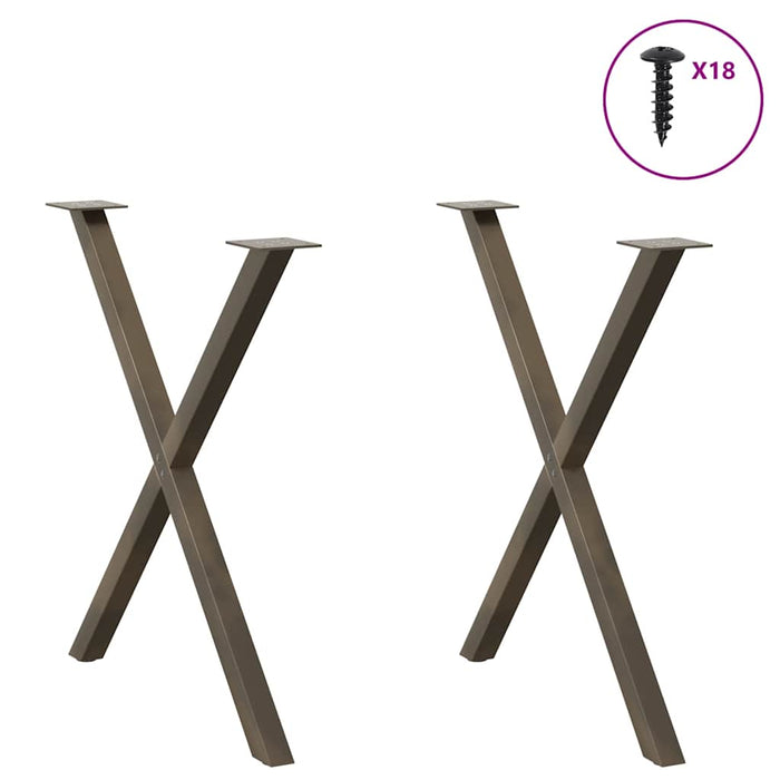 Picioare de masă în formă de X, 2 buc., oțel natural, 70x(72-73) cm WALTI