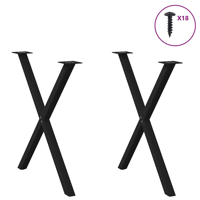 Picioare de masă în formă de X, 2 buc., negru, 80x(72-73) cm, oțel WALTI