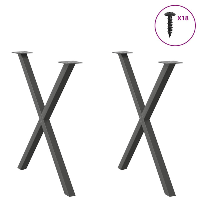 Picioare de masă în formă de X, 2 buc., antracit, 80x(72-73) cm, oțel - WALTI WALTI