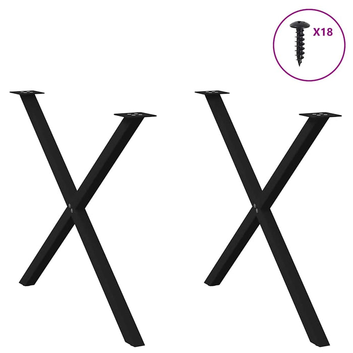 Picioare de masă în formă de X, 2 buc., negru, 90x(72-73) cm, oțel WALTI