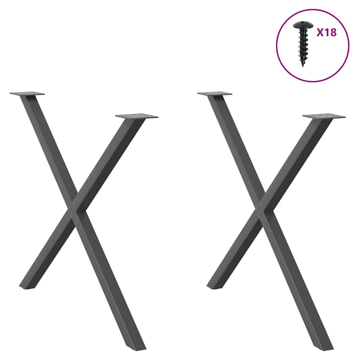 Picioare de masă în formă de X, 2 buc., antracit, 90x(72-73) cm, oțel - WALTI WALTI