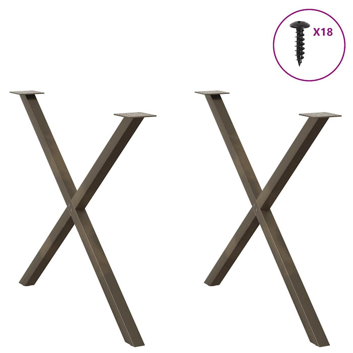 Picioare de masă în formă de X, 2 buc., oțel natural, 90x(72-73) cm WALTI