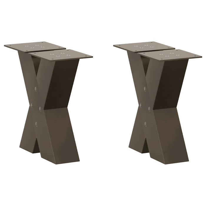 Picioare pentru măsuță de cafea în formă de X, 2 buc., oțel natural, 30x(30-31) cm - WALTI WALTI