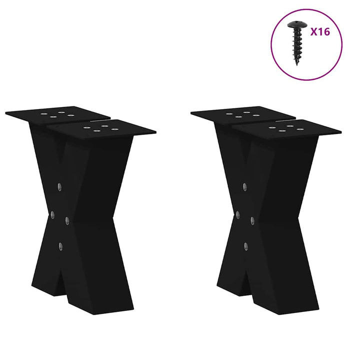 Picioare pentru măsuță de cafea în formă de X, 2 buc., negru, 40x(30-31) cm, oțel WALTI