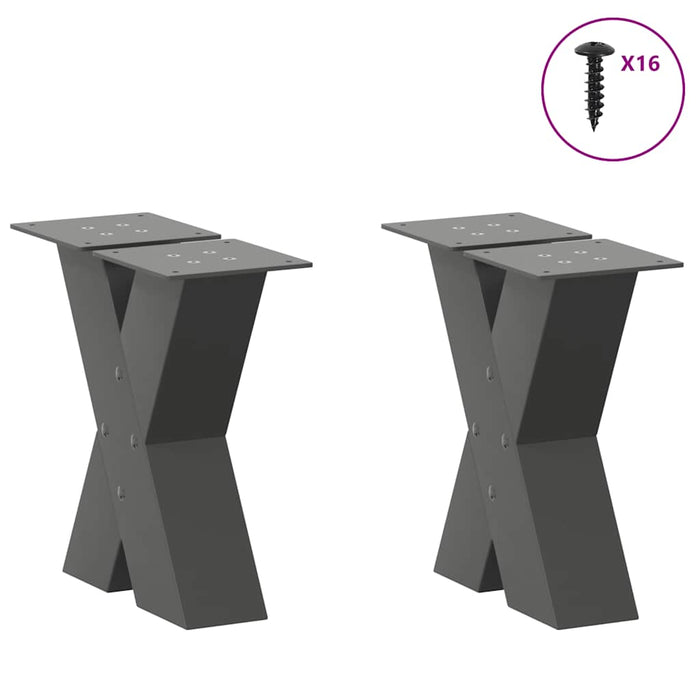 Picioare pentru măsuță de cafea în formă de X, 2 buc., antracit, 40x(30-31) cm, oțel WALTI