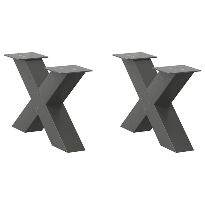 Picioare pentru măsuță de cafea în formă de X, 2 buc., antracit, 50x(30-31) cm, oțel WALTI