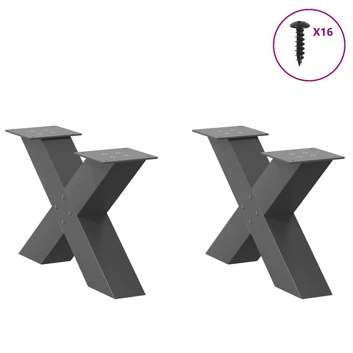 Picioare pentru măsuță de cafea în formă de X, 2 buc., antracit, 50x(30-31) cm, oțel WALTI