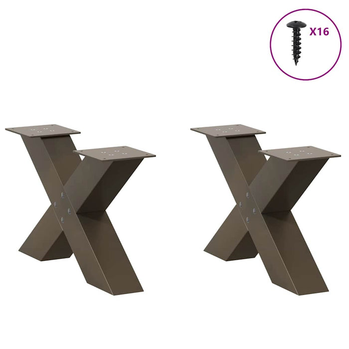 Picioare pentru măsuță de cafea în formă de X, 2 buc., oțel natural, 50x(30-31) cm WALTI