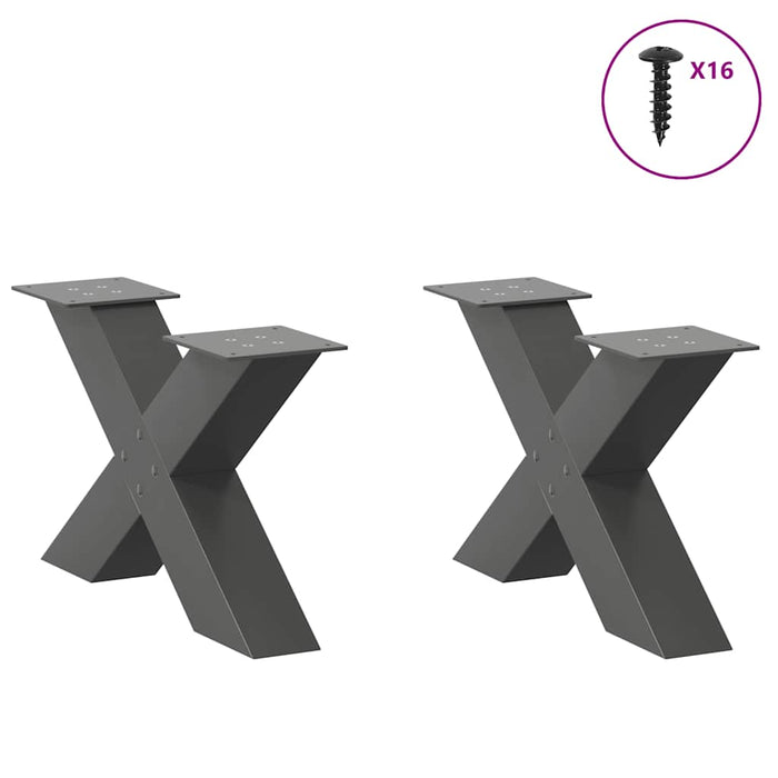 Picioare pentru măsuță de cafea în formă de X, 2 buc., antracit, 60x(30-31) cm, oțel WALTI