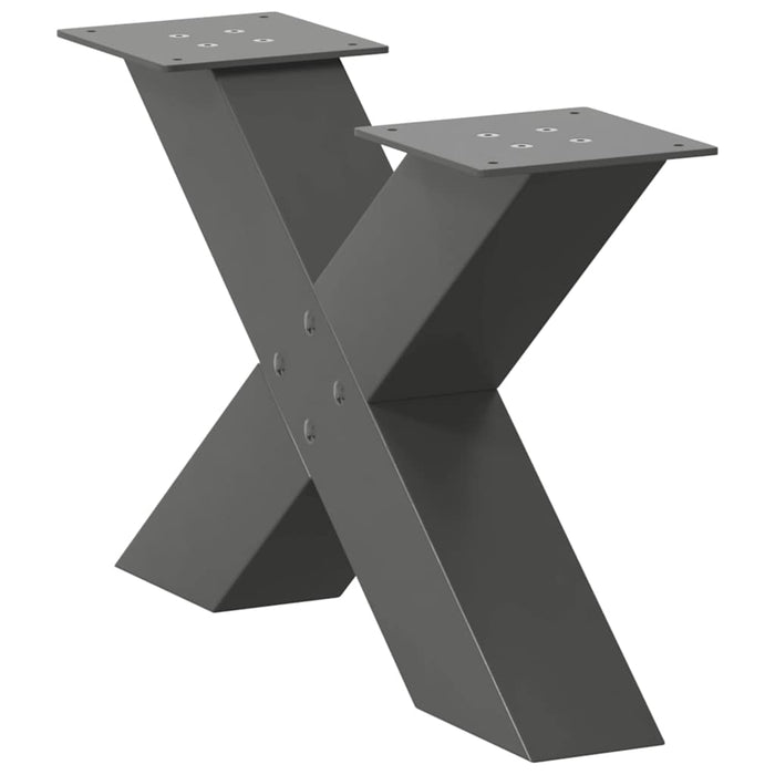 Picioare pentru măsuță de cafea în formă de X, 2 buc., antracit, 60x(30-31) cm, oțel WALTI