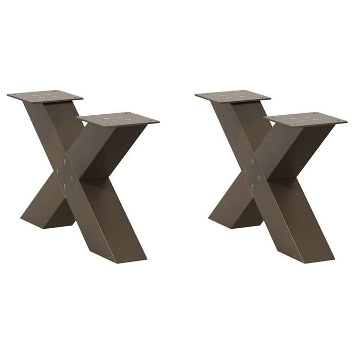 Picioare pentru măsuță de cafea în formă de X, 2 buc., oțel natural, 60 x (30-31) cm WALTI