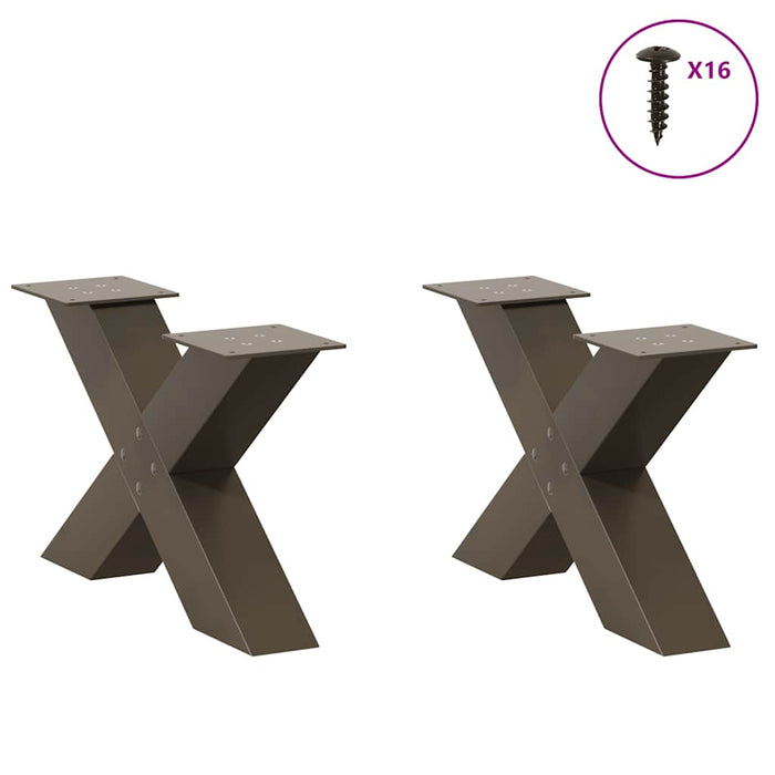 Picioare pentru măsuță de cafea în formă de X, 2 buc., oțel natural, 60 x (30-31) cm WALTI