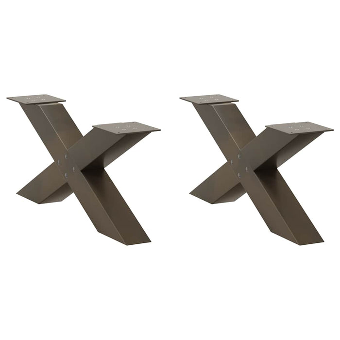 Picioare pentru masă de cafea în formă de X, 2 buc., oțel natural, 70x(30-31) cm WALTI