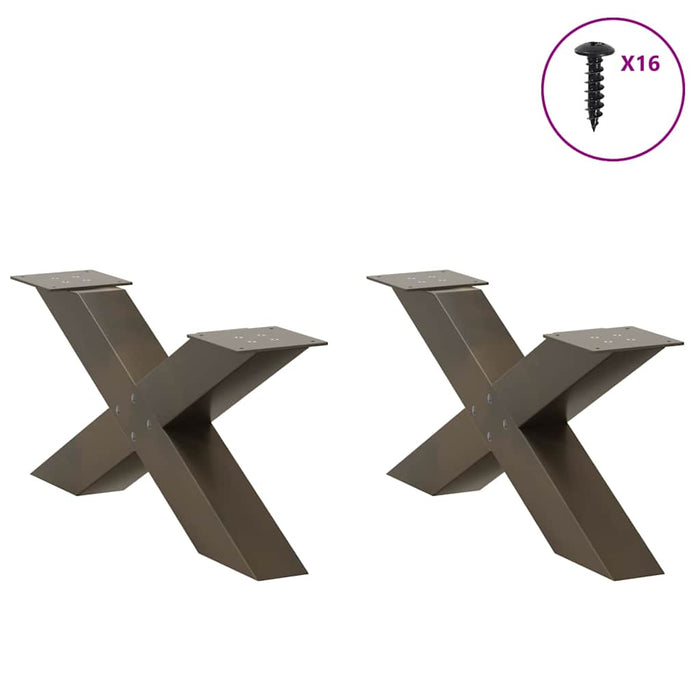 Picioare pentru masă de cafea în formă de X, 2 buc., oțel natural, 70x(30-31) cm WALTI