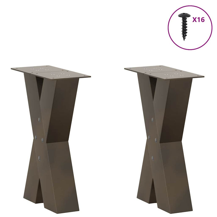 Picioare pentru masă de cafea în formă de X, 2 buc., oțel natural, 28x(42-43) cm WALTI