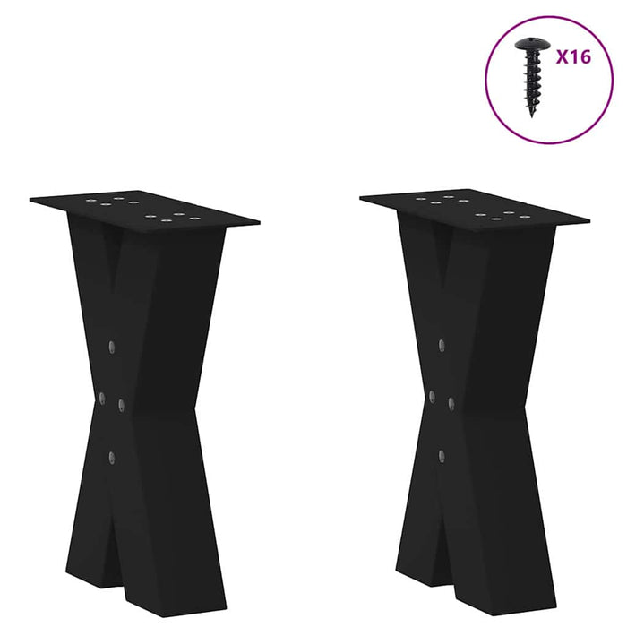 Picioare pentru măsuță de cafea în formă de X, 2 buc., negru, 38x(42-43) cm, oțel WALTI