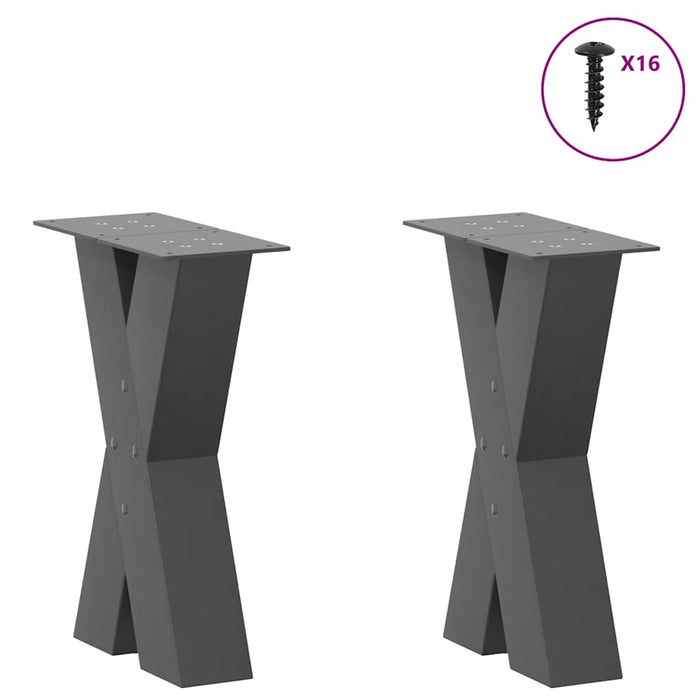 Picioare pentru măsuță de cafea în formă de X, 2 buc., antracit, 38x(42-43) cm, oțel WALTI