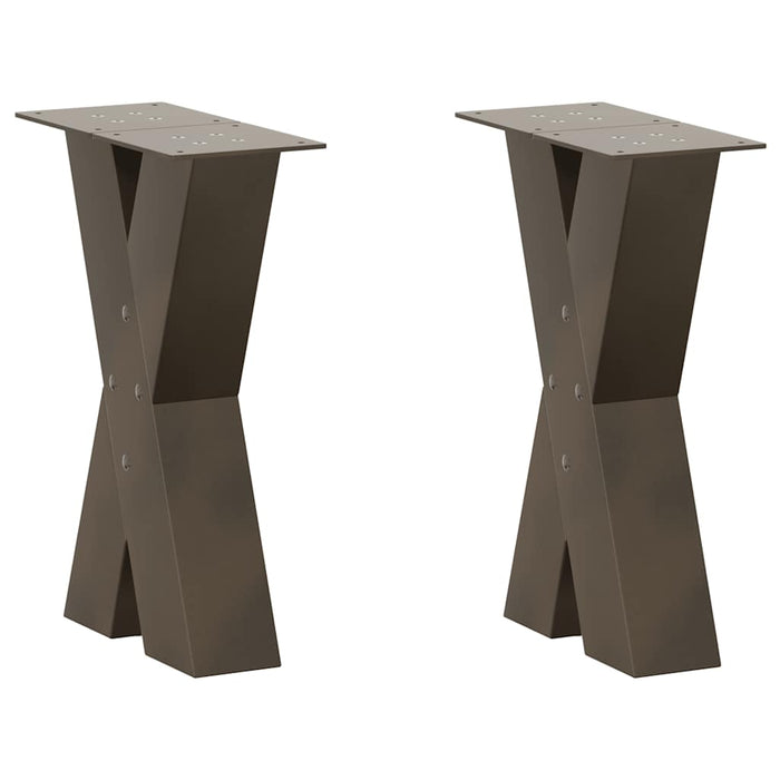 Picioare pentru masă de cafea în formă de X, 2 buc., oțel natural, 38x(42-43) cm WALTI