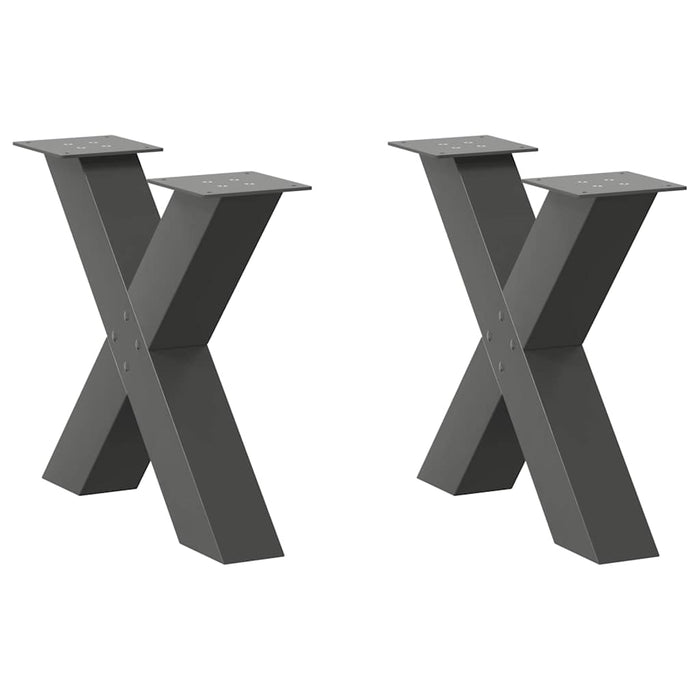 Picioare pentru măsuță de cafea în formă de X, 2 buc., antracit, 50x(42-43) cm, oțel WALTI