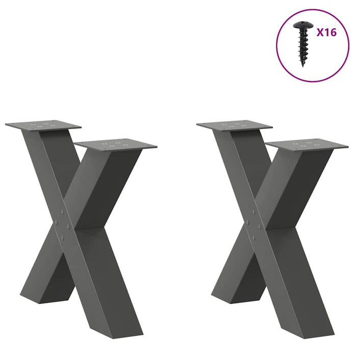 Picioare pentru măsuță de cafea în formă de X, 2 buc., antracit, 50x(42-43) cm, oțel WALTI