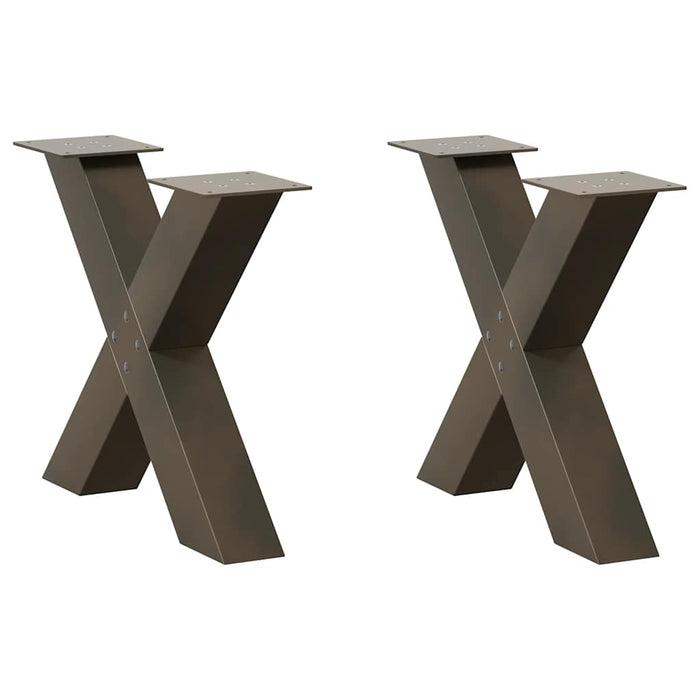 Picioare pentru masă de cafea în formă de X, 2 buc., oțel natural, 50x(42-43) cm WALTI