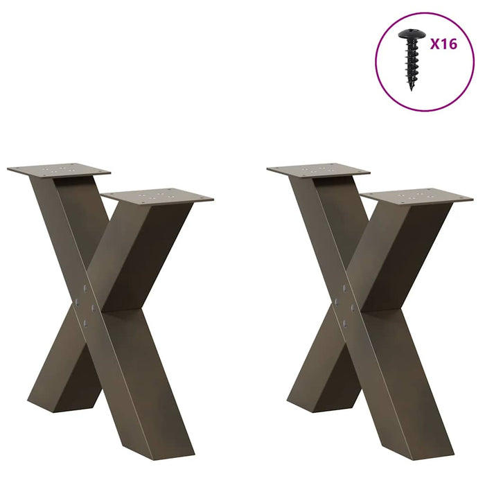 Picioare pentru masă de cafea în formă de X, 2 buc., oțel natural, 60 x (42-43) cm WALTI