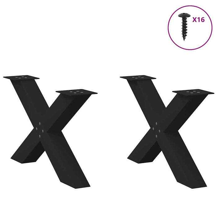 Picioare pentru măsuță de cafea în formă de X, 2 buc., negru, 70x(42-43) cm, oțel WALTI