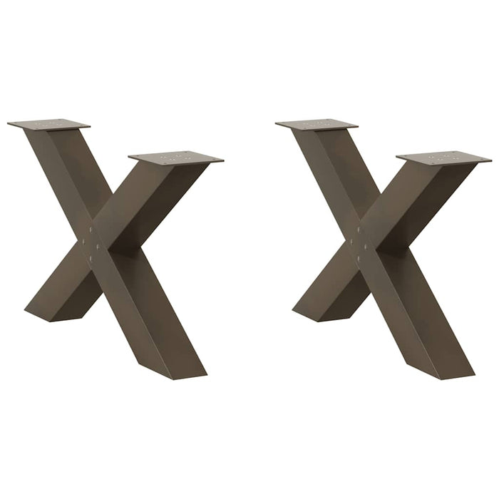 Picioare pentru masă de cafea în formă de X, 2 buc., oțel natural, 70x(42-43) cm WALTI
